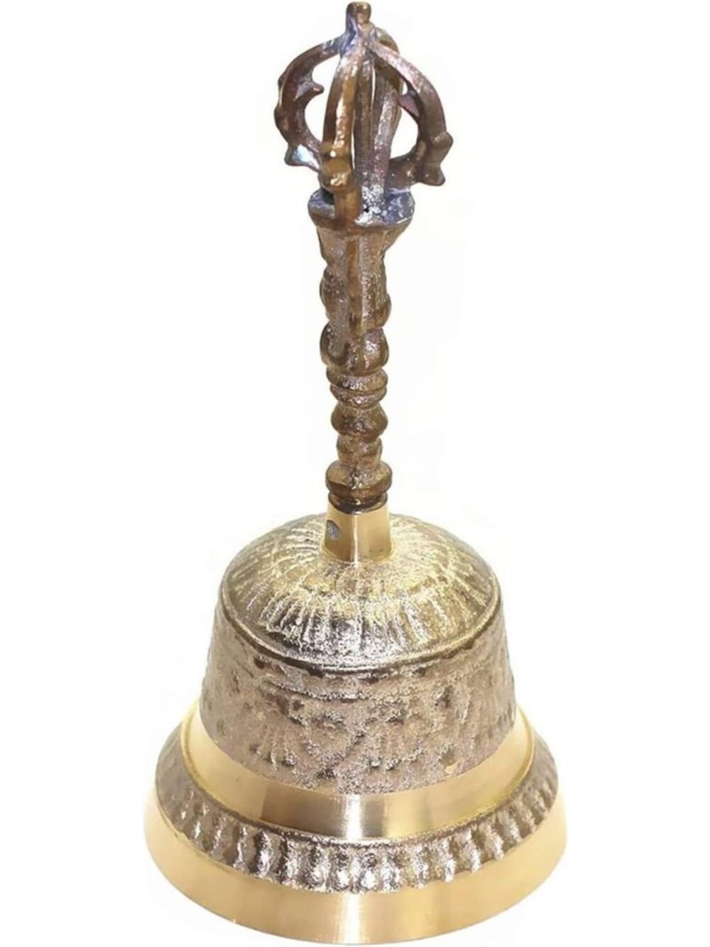 Antique Brass Handheld Bell - 6.8 Inch Copper Decorative Bell for Home Decor